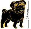 Pug Dog Badge Black