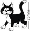 Cartoon Black & White Cat Badge